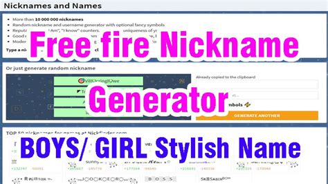 nickname free fire|free fire nickname generator.